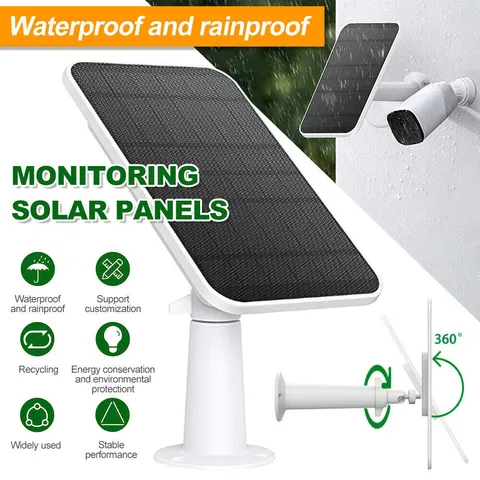 10W Waterproof Solar Panel for Micro USB & USB-C Port Security Camera 3m Cable