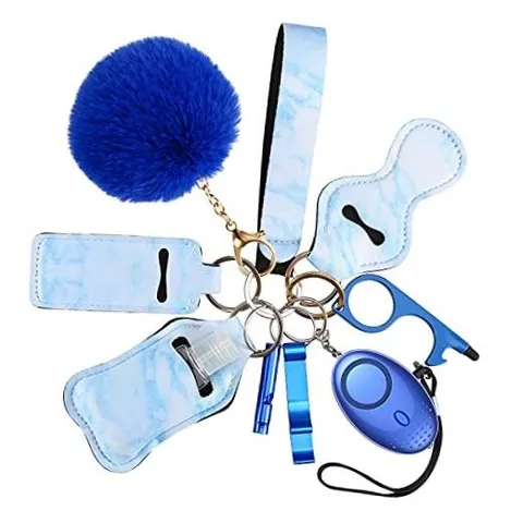 AMIR Safety Keychain Set for Women and Kids, 10 Pcs Safety Keychain Blue