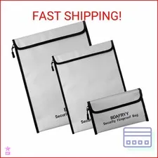 3 Pcs Fireproof Waterproof Money Important Document Bag(2000℉),Fire Proof Bag fo