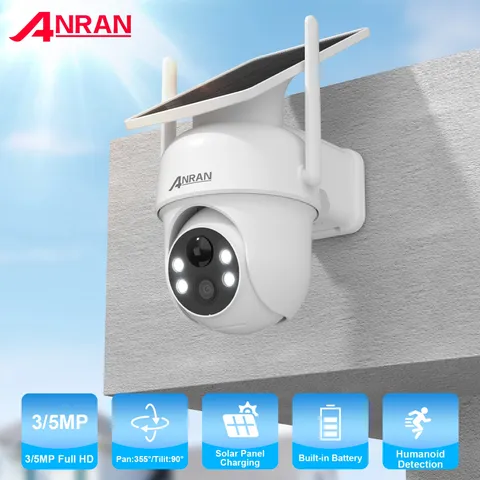 ANRAN 2K Solar Security Camera WiFi PTZ 360° PIR Human Detection Outdoor