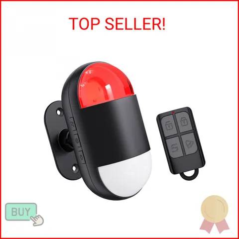 Motion Sensor Alarm Indoor: Wireless Motion Detector Alarm with Siren & Strobe (