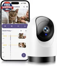 Indoor Security Camera, 2.4/5Ghz, 2K 360° Wi-Fi Baby Monitor & Pet Camera W/Moti