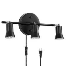 GLADFRESIT Industrial Track Lighting Kit - Adjustable Straight Plug in, Black