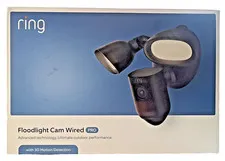 Ring Floodlight Cam Wired Pro Outdoor Wi-Fi 1080p Surveillance Camera Black New