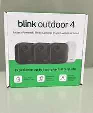 New! 3 Blink Outdoor 4 (4th Gen) Wireless Cameras Security System + Sync Module