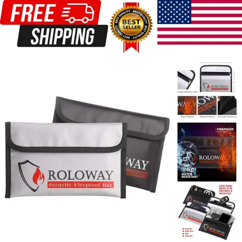 Small Fireproof Bag 5 x 8 inches, Non-itchy Fireproof Money Bag for Cash, Val...