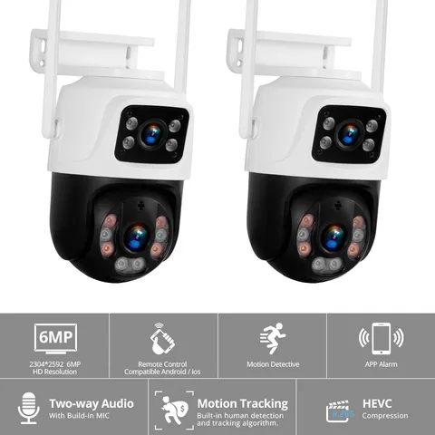 KERUI 6MP Dual Lens HD Wireless WiFi IP Camera Outdoor CCTV Home Security 2Pack