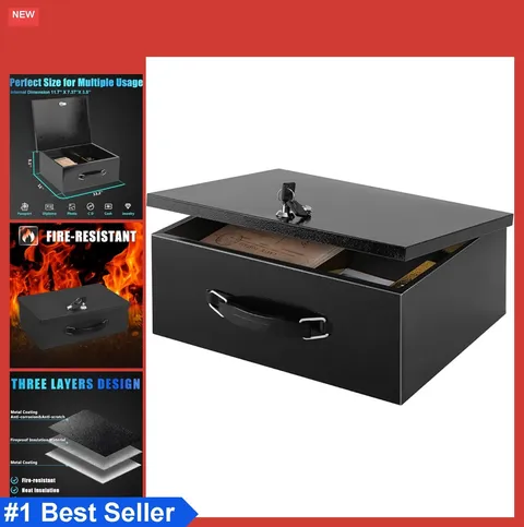 Fire Resistant Safe Box with Key Lock Home Office Security Storage Valuables