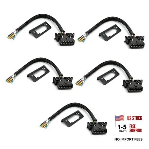 OBD2 J1962 Female to Open Pigtail Cable Bracket 16PIN OBDII Port 5 PCS