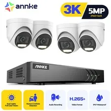 ANNKE 8CH DVR 5MP Security Camera System Color Night Human Detection IP67 H.265+