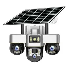 Three‑Lens Solar Cam – Outdoor, HD Night Vision, Full Color