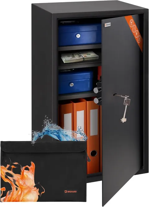 Business XXL Key Lock Safe 28.74"H X 15.75"W X 14.17"D with Fireproof A4 Bag, La