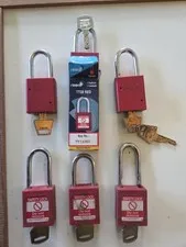6 Danger Master Padlocks With American Lock Extension Accessory With Key