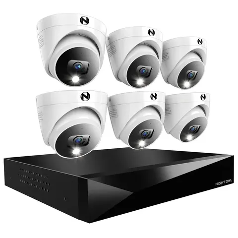 Night Owl 2-Way Audio 12-CH DVR Security System, 1TB 6 Wired 2K C-FT4D-81-6LDM