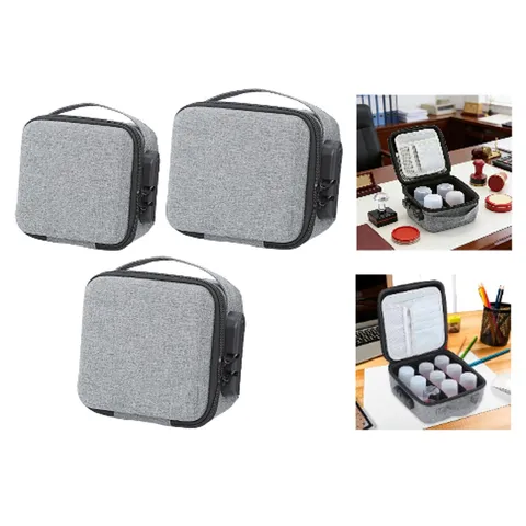 Office Stamp Lock Box Storage Bag Handbag Compartments Tote Home Trips with