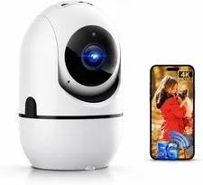 5G Indoor Camera for Home Security, 2K Pet Camera with Phone App, 360° PTZ Indoo