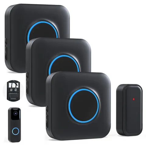 BITIWEND Wireless Doorbell Chime for 1Video Extender 3 Chime, Black