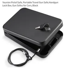 Younion Pistol Safe-Portable Lockbox-Black-Key Lock-NEW IN ORIG BOX