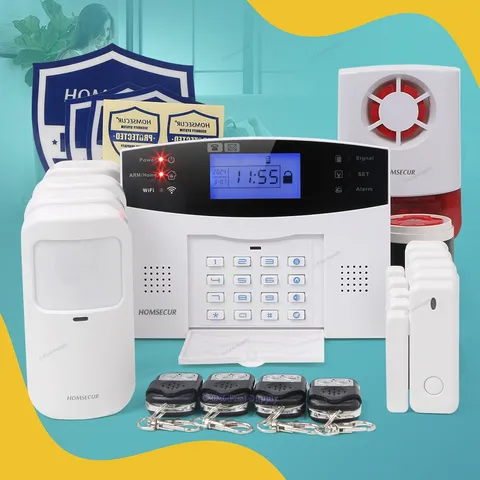 HOMSECUR Wireless &wired WIFI 4G GSM Home House Alarm System+Red Flash Siren