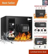 1.6 Cub Fire Proof Safe for Home Documents, Anti-Theft Digital Security Box w...