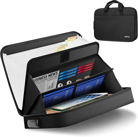 Fireproof Document Bag with Lock,Waterproof and Fireproof Bag with 13 Pocket Acc
