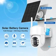 Abuntu 5MP Solar WiFi Security Camera PTZ 365-Day Battery PIR Night Vision