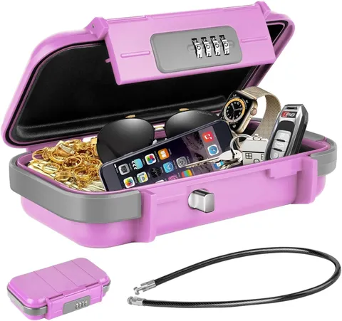 Portable Safe Lock Box with Combination Lock Mini Beach Travel Safe Waterproof