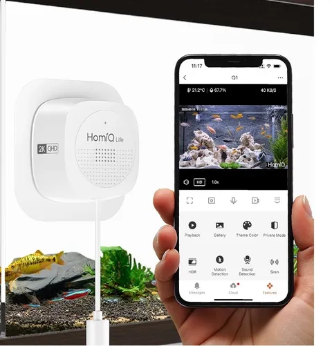 HOMIQ LIFE 3MP 2K Aquarium & Terrarium Pet Camera, Close-Focus Lens, Multi WiFi
