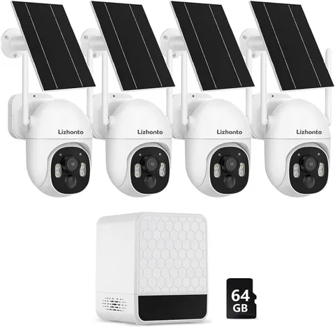 Solar Security Cameras Wireless Outdoor, 4MP 2K PTZ Wifi Camera System with Base