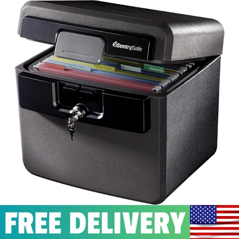 Black Fireproof And Waterproof Safe, File Folder And Document Box With Key Lock,