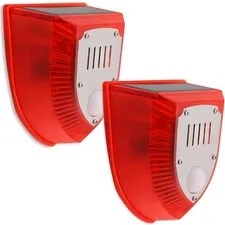 Solar Security Light Alarm, 129dB Warning Loud Solar Strobe Light Makes Gunsh...