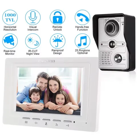 Outdoor Wired Video Intercom With 7 Inch Monitor Two Way Audio Video