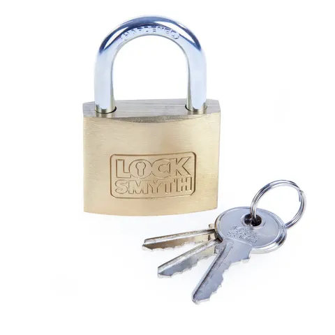 Locksmyth Brass Padlock 40mm Hardened Steel Shackle 3 Keys L2200011