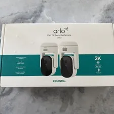 Arlo Essential Pan Tilt Security Camera 2K - Wired Plug-in Power Outdoor Came...