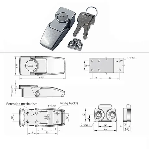 Cabinet Coated Metal Hasp Latch DK604 Security Toggle Lock With Two Keys
