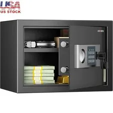 Compact Steel Safe Box W/ Electronic Lock Removable Shelf Anti Theft Security US