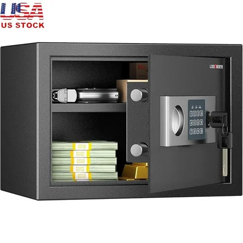 Compact Steel Safe Box W/ Electronic Lock Removable Shelf Anti Theft Security US