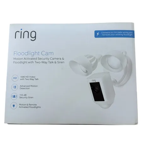Ring Security Camera Floodlight Cam W/Two Way Talk &Siren Motion Detection 1080p