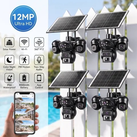 12MP 4K Camara De Seguridad Solar Inalambricas Para Exterior Con Vision Nocturna