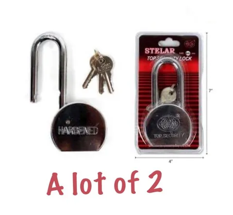 A Lot Of 2 Heavy Duty Long Shaft Solid Steel Maximum Protection Padlock 3 keys