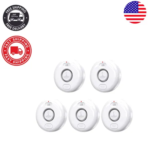 Battery-Powered Water Leak Alarm Detector - 5-Pack, 120dB Alert,  Waterproof
