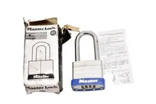 Master Lock 33RL35 Combination Padlock Medium Silver Steel Long Shackle 4-Dial