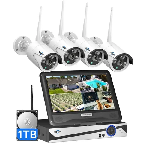 Hiseeu 3MP 10CH Motion Detet Wifi W/10"LCD Monitor NVR Security Camera System IP