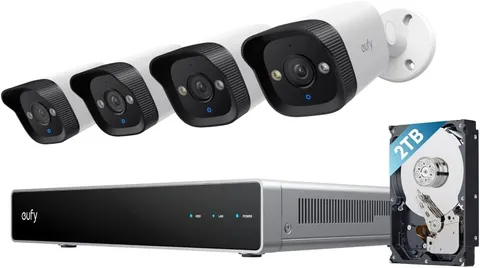 eufy NVR System E40 4-Cam 2TB HDD PoE Wired 24/7 Recording Color Night Vision AI