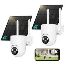 LIWAN 4G LTE Cellular Security Cameras Wireless Outdoor 2Pack Solar Powered