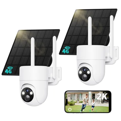 LIWAN 4G LTE Cellular Security Cameras Wireless Outdoor 2Pack Solar Powered