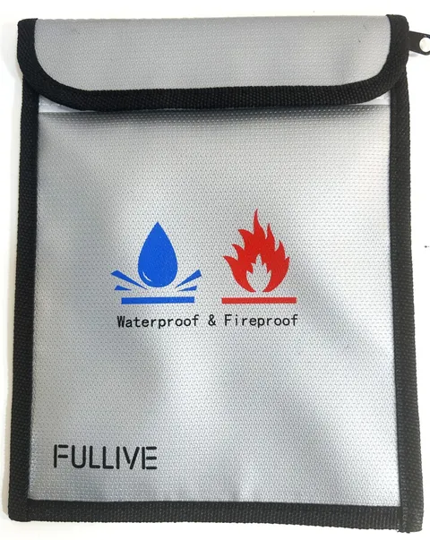 FullLive Waterproof Fireproof Document Bag Pouch Silver 8x9" New