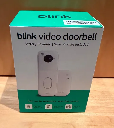 Blink Video Doorbell System with Head-to-Toe HD View Sync Module Core, White NEW