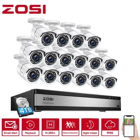 ZOSI 16CH 1080P DVR Security Camera CCTV System 4TB Motion Detect Email Alert IR