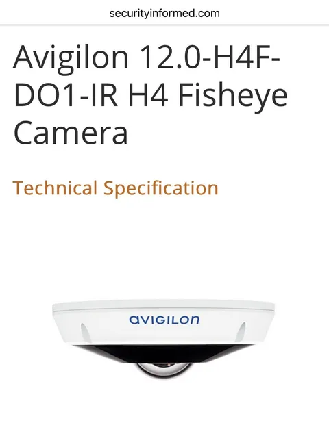 Avigilon 12.0-H4F-DO1-IR Fisheye Dome Surveillance Camera (Scuffed Dome & Lens)